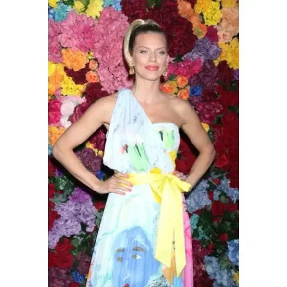 NWT Alice + Olivia x Kidsuper Milan One Shoulder Gown Dress in Colms Painting 10 - Picture 4 of 9